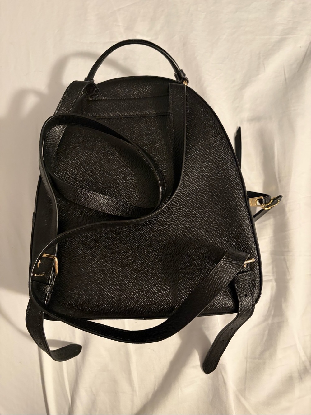 Coach Mini Court Backpack Black Pebbled Leather Gold Hardware - Picture 2 of 3